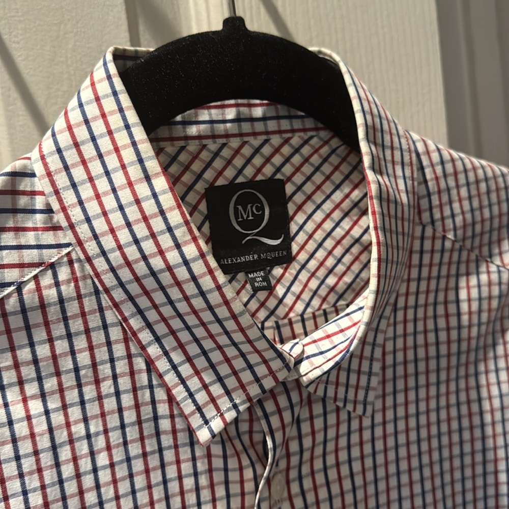 ALEXANDER Mc QUEENWhite and Red Checkered Men's Shirt